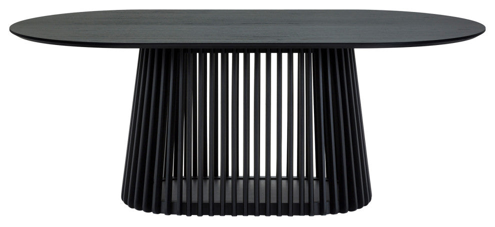 Pasadena Echo 6-Piece Oval Dining Set, Buffet Black Oak Walnut Finish Chairs