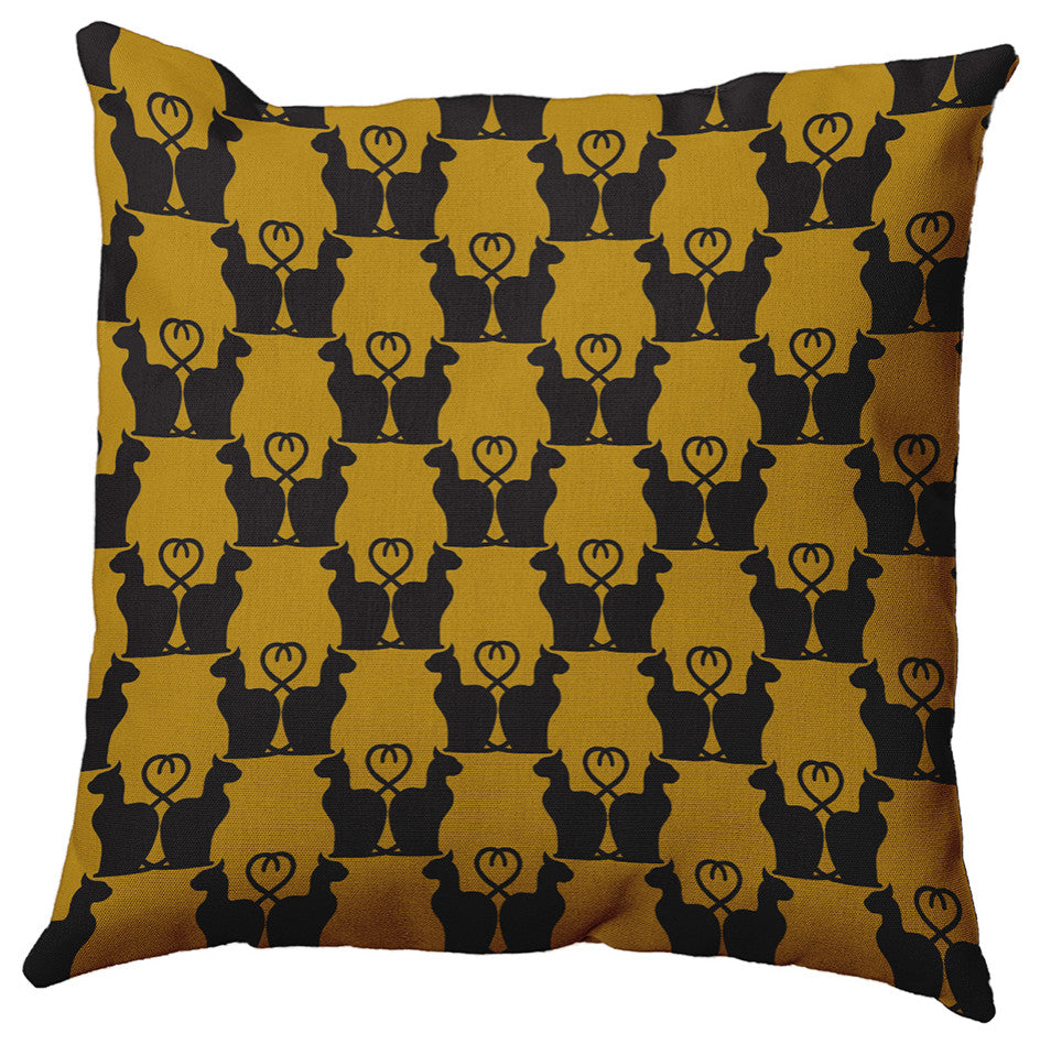 20" x 20" Cat Clowder Decorative Throw Pillow, Autumn Gold