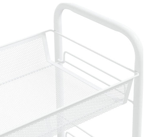 vidaXL 4-Tier Kitchen Trolley Storage Utility Cart with Mesh Baskets White Iron