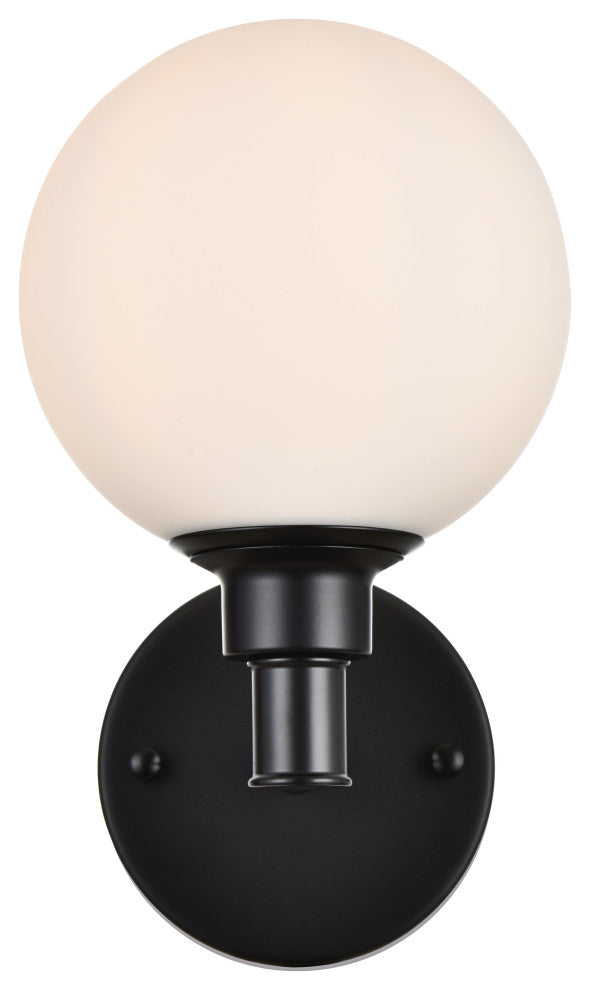 1 Light Black And Frosted White Bath Sconce