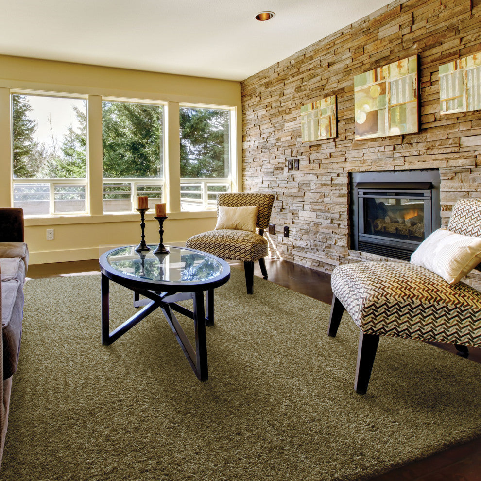 Hailey Heathered Green Hand-Crafted Area Rug, 5'x7'