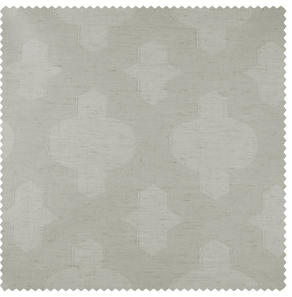 Calais Tile Patterned Linen Sheer Curtain Single Panel, Gray, 50"x84"