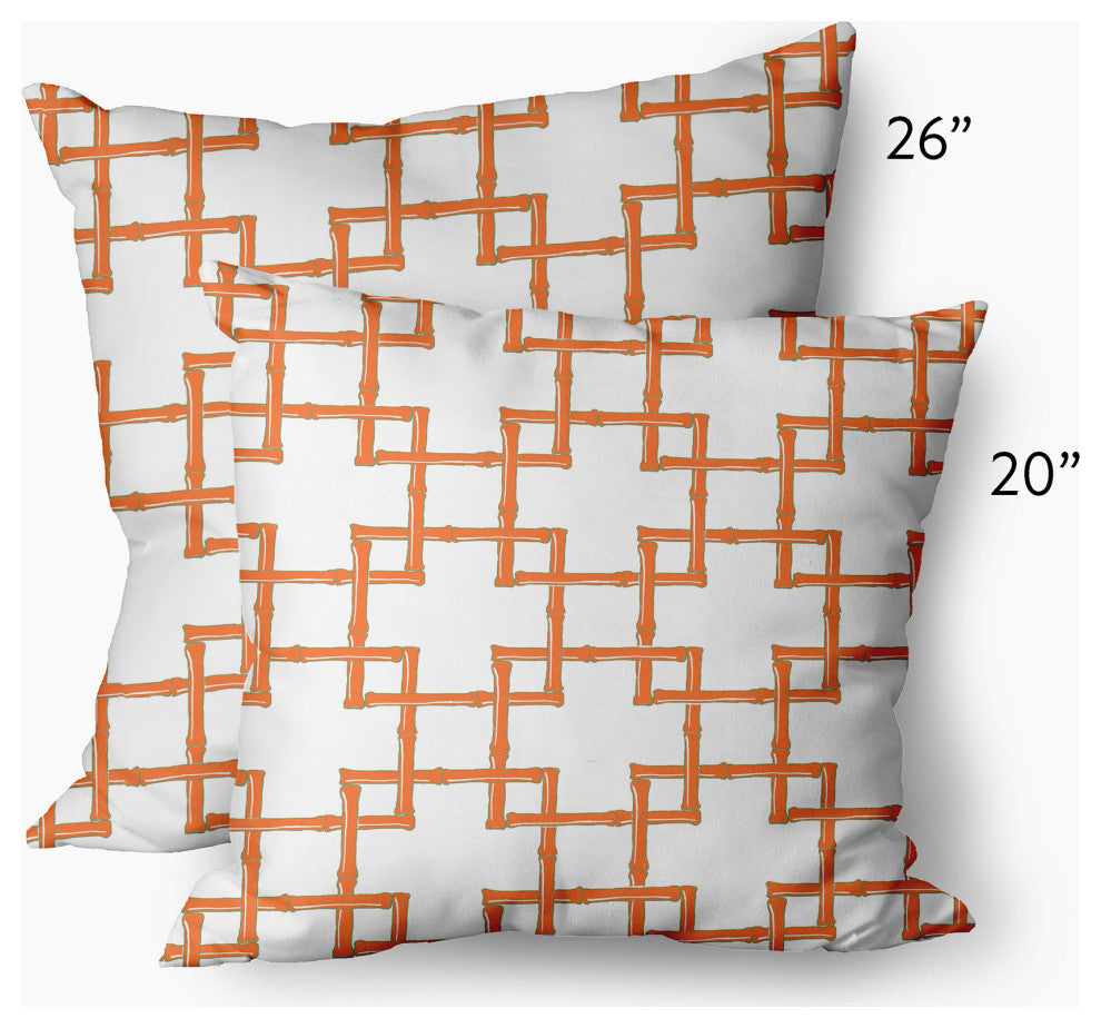 Bamboo Decorative Throw Pillow, Blood Orange, 20"x20"