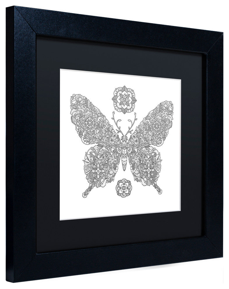 Filippo Cardu ''Butterfly Princess'' Art, Black Frame, Black Mat, 11x11