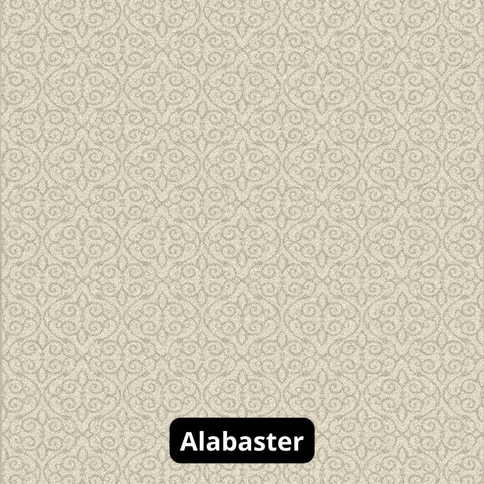 Scroll Pattern 3/8 Thick Indoor Area Rug Carpet, Alabaster, 8x10