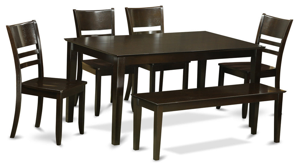 6-Piece Dining Room Set With Bench - Dining Room Table And 4 Chairs And Bench