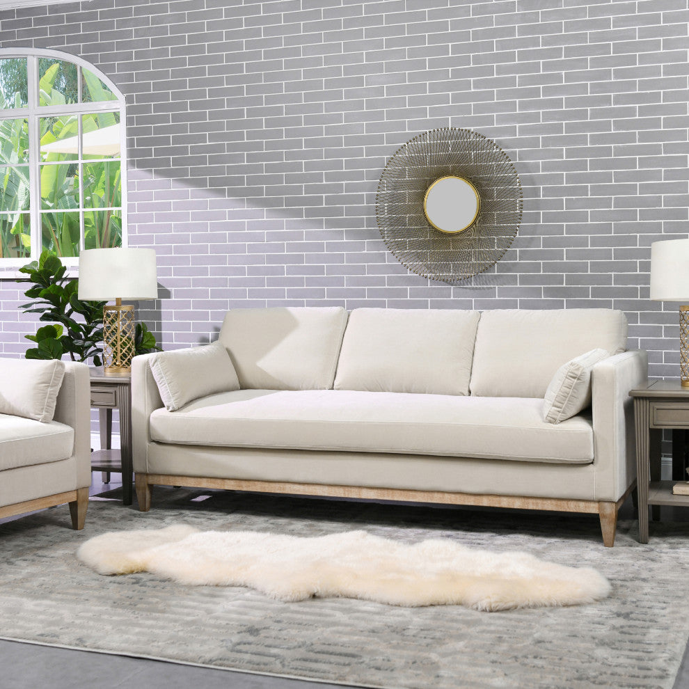 Knox 84" Modern Farmhouse Sofa, French Beige Performance Velvet