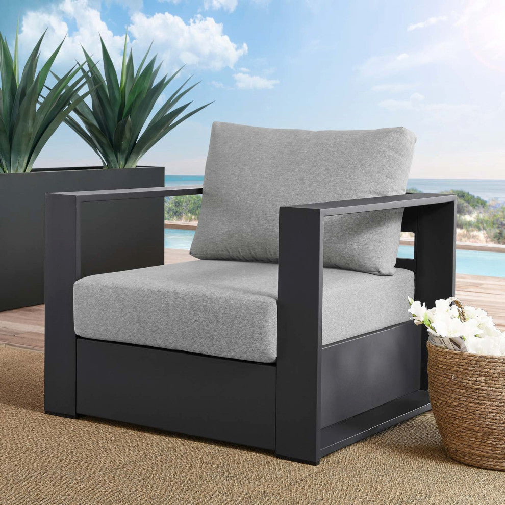 Brentwood Outdoor Patio Powder-Coated Aluminum Armchair, Gray