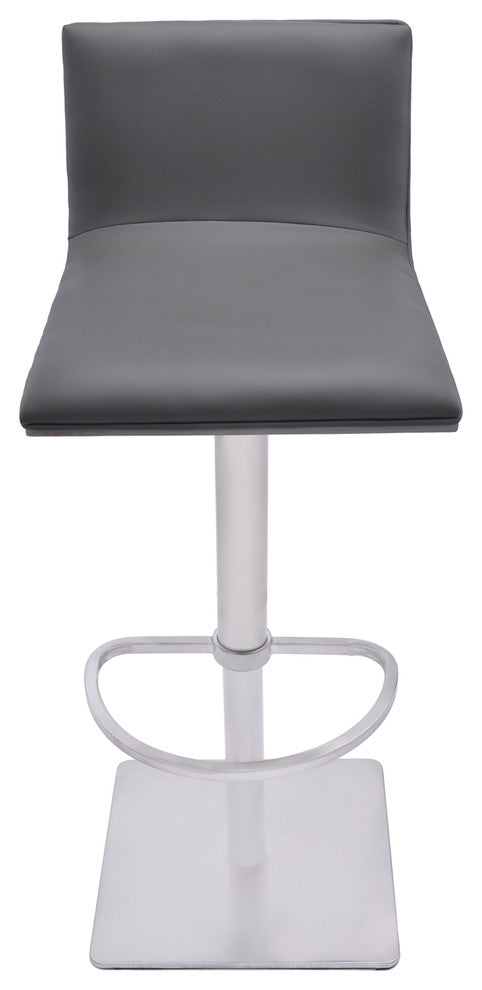 Crystal Swivel Bar Stool, Adjustable, Brushed Stainless Steel, Gray