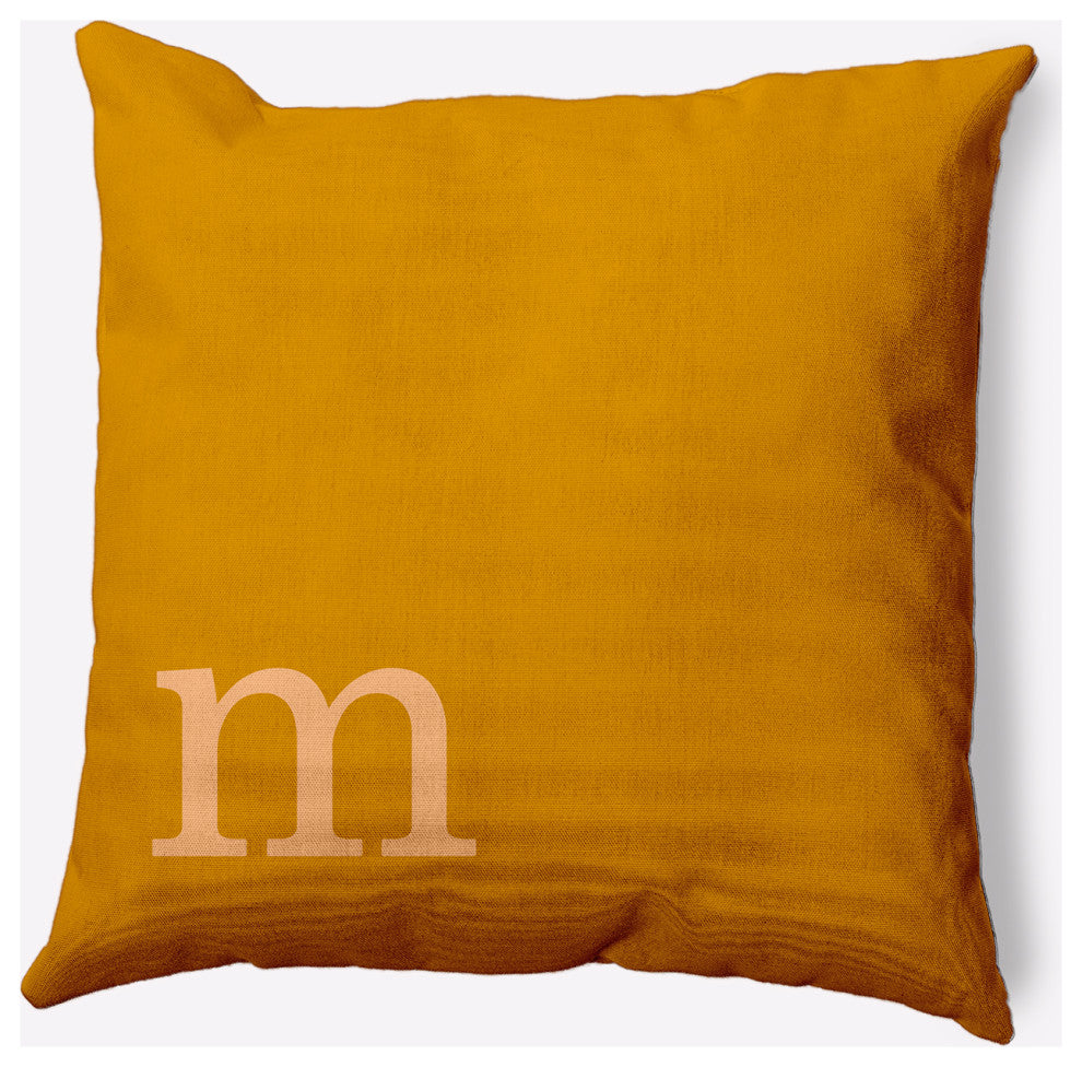 18" x 18" Modern Monogram Indoor/Outdoor Polyester Throw Pillow, Autumn Gold