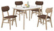 Rectangular Wooden Dining Table with Splayed Legs, White and Natural Brown