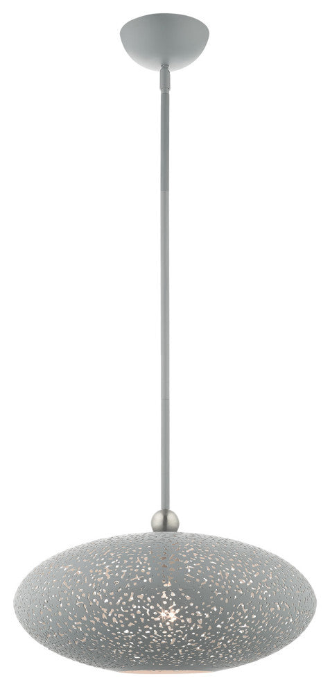 Livex Lighting Charlton 1 Light Nordic Gray, Brushed Nickel Medium Pendant