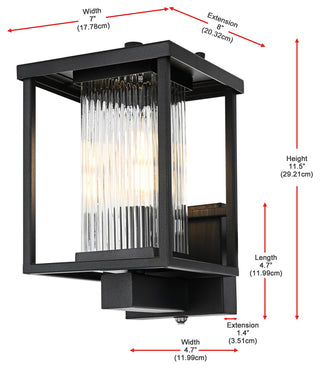 Home Living 7" Outdoor Wall Sconce, Black