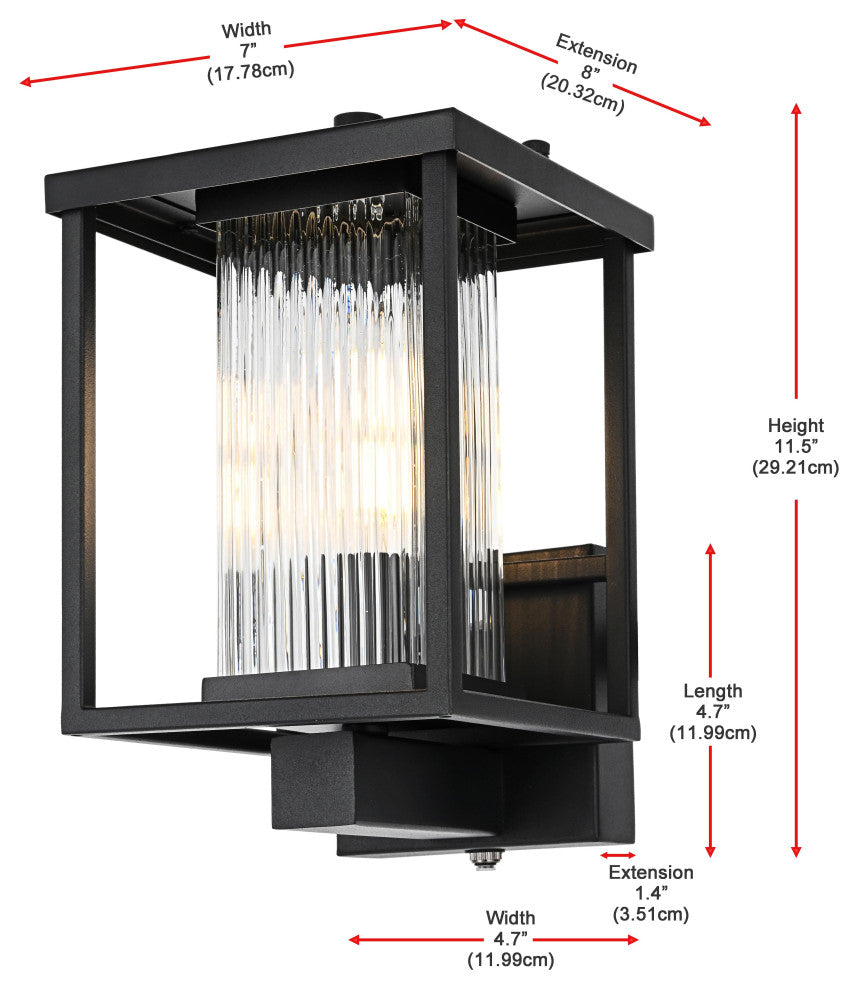 Home Living 7" Outdoor Wall Sconce, Black
