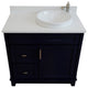 37" Single Sink Vanity, Blue Finish With White Engineered Stone Top