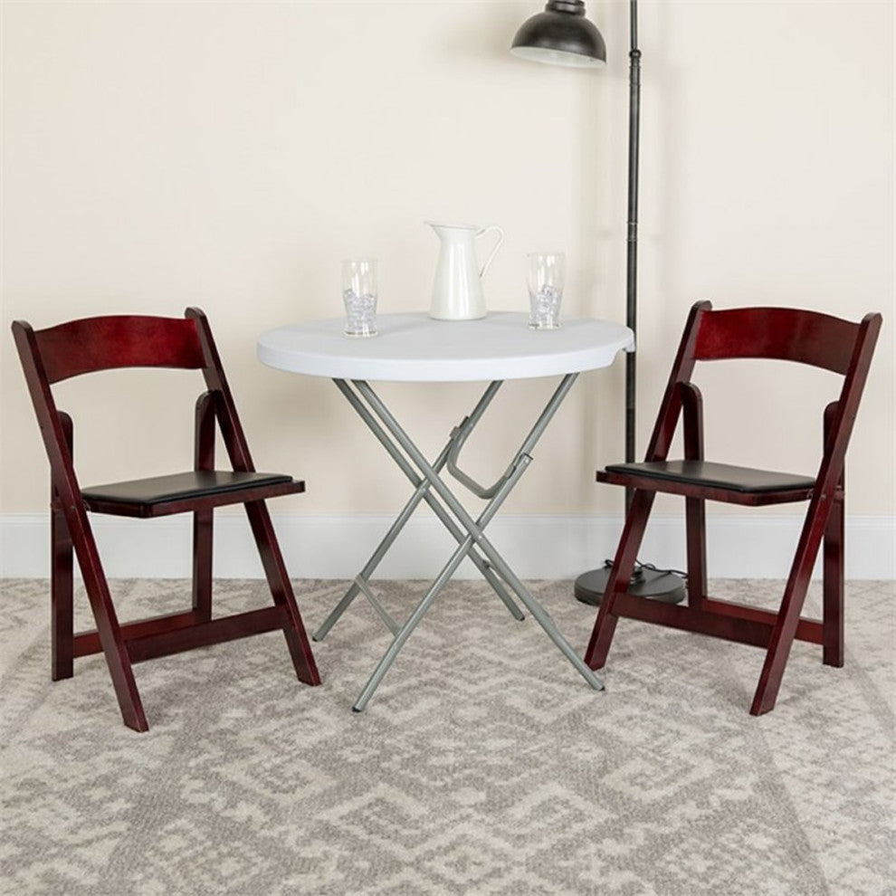 Flash Furniture Hercules Wooden Vinyl Seat Folding Chair in Mahogany (Set of 2)
