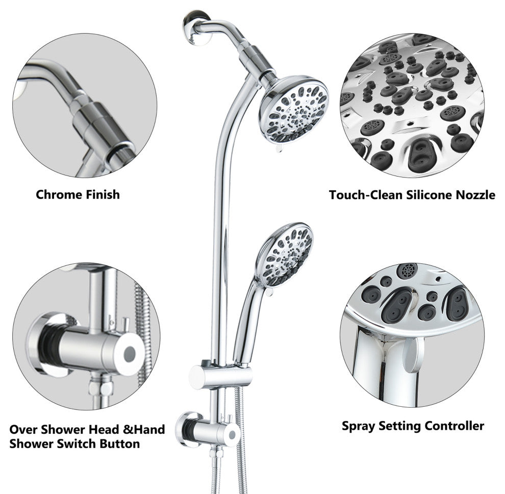 5 inch Wall-Mounted Round Shower System with Handheld Shower and Head Shower and