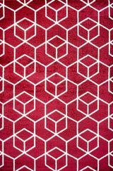 Tumbling Blocks Modern Geometric Red/White 3'x5' Area Rug