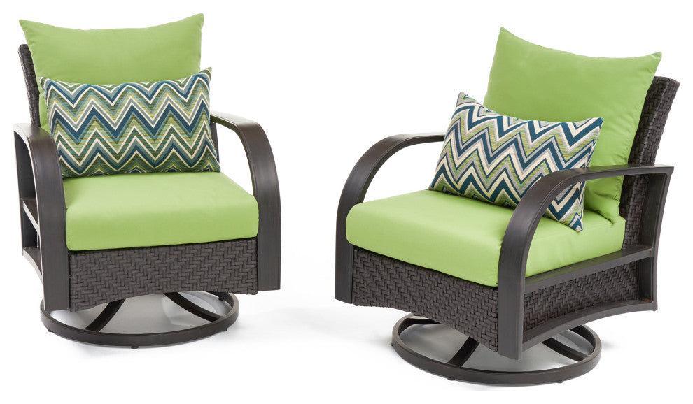 Barcelo 7 Piece Aluminum Outdoor Patio Motion Club Deep Seating Set, Green