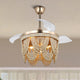 42" BoHo Ceiling Fanlight with Retractable Blades and Wooden Beads Accents, Gold