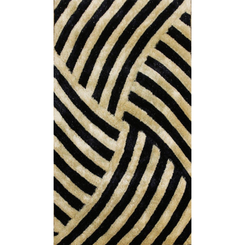 5 x 7 Beige and Black Geometric Illusion Area Rug