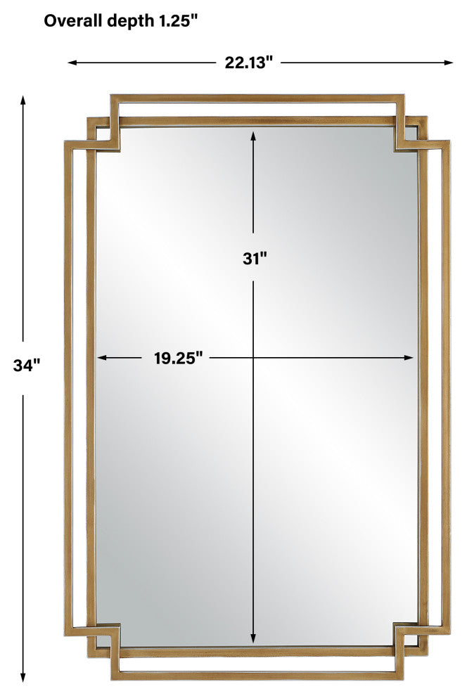Traditional 22" x 34" Iron Gold Mirror