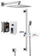 CASAINC 10" Luxury Wall Mounted Shower System Set w Sliding Handheld Rod, Chrome