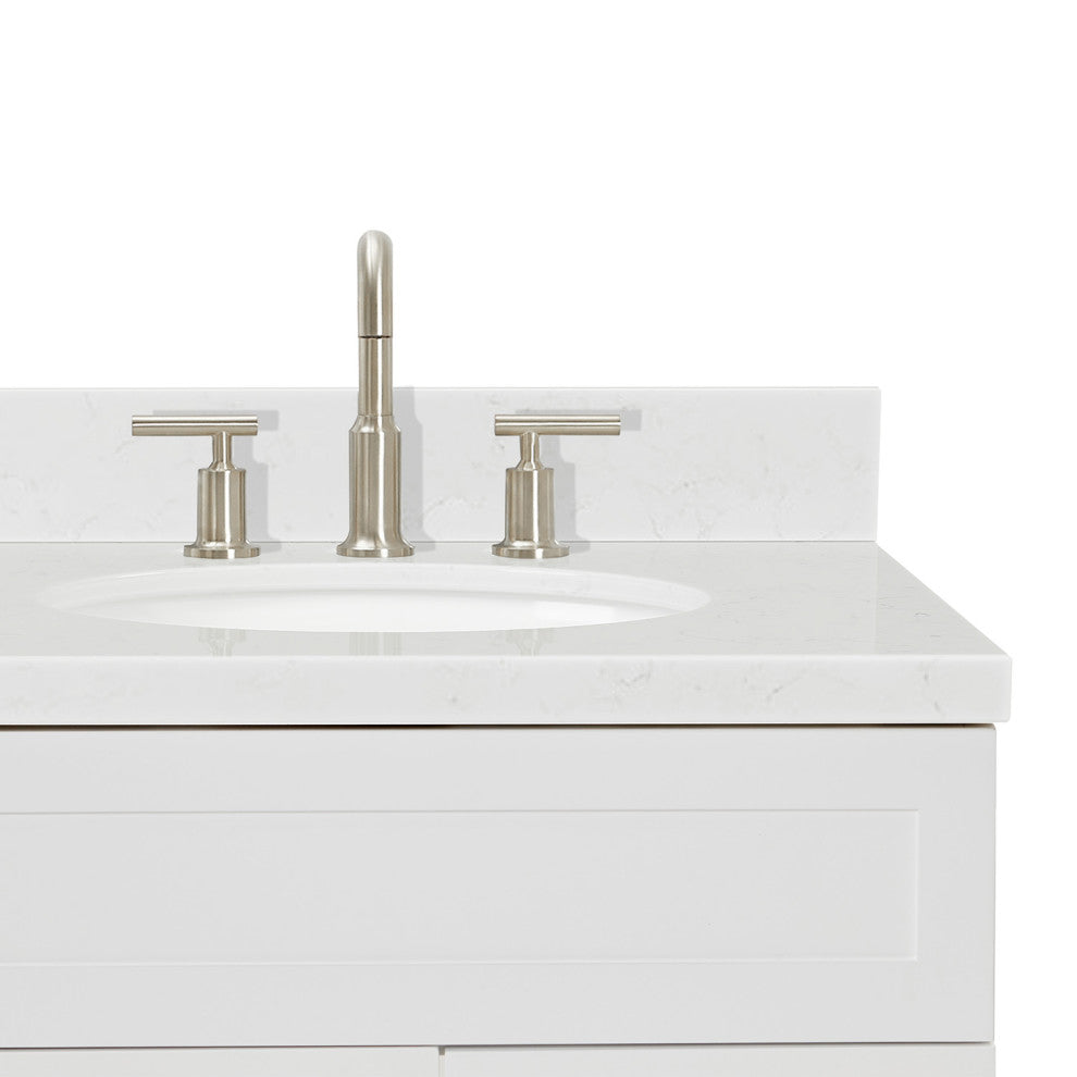 Ariel Hamlet 42" Single Right Oval Sink Bathroom Vanity, Carrara Quartz