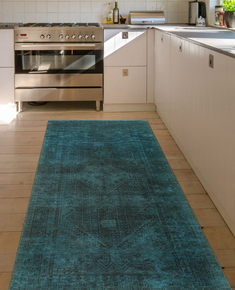Vintage Distressed Kaydence Blue/Charcoal Runner, 3'4x6'10