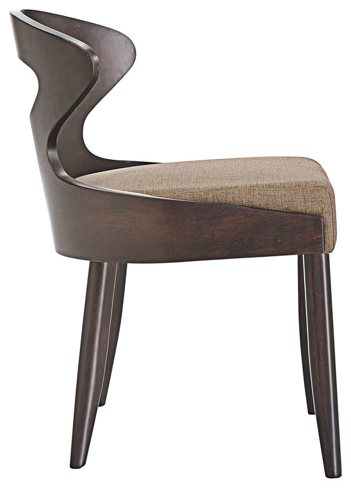 Modern Urban Contemporary Dining Side Chair, Brown Wood Fabric