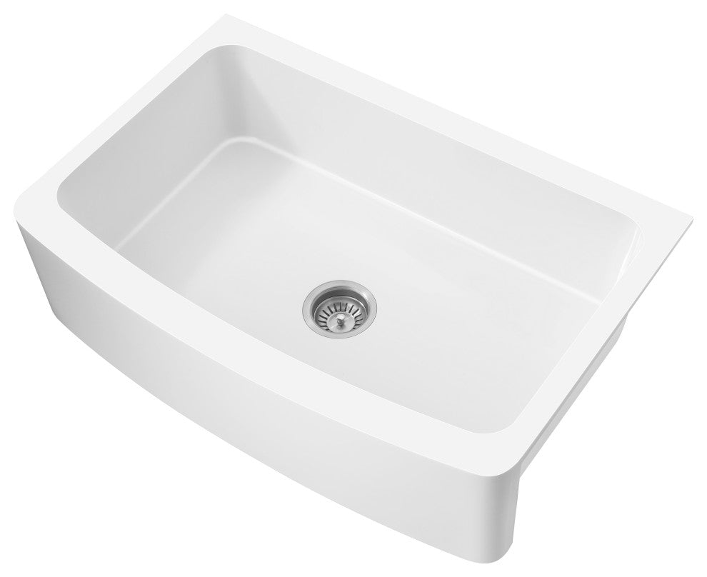 ANZZI Prisma Matte White Solid Surface Farmhouse 36" Single Bowl Kitchen Sink