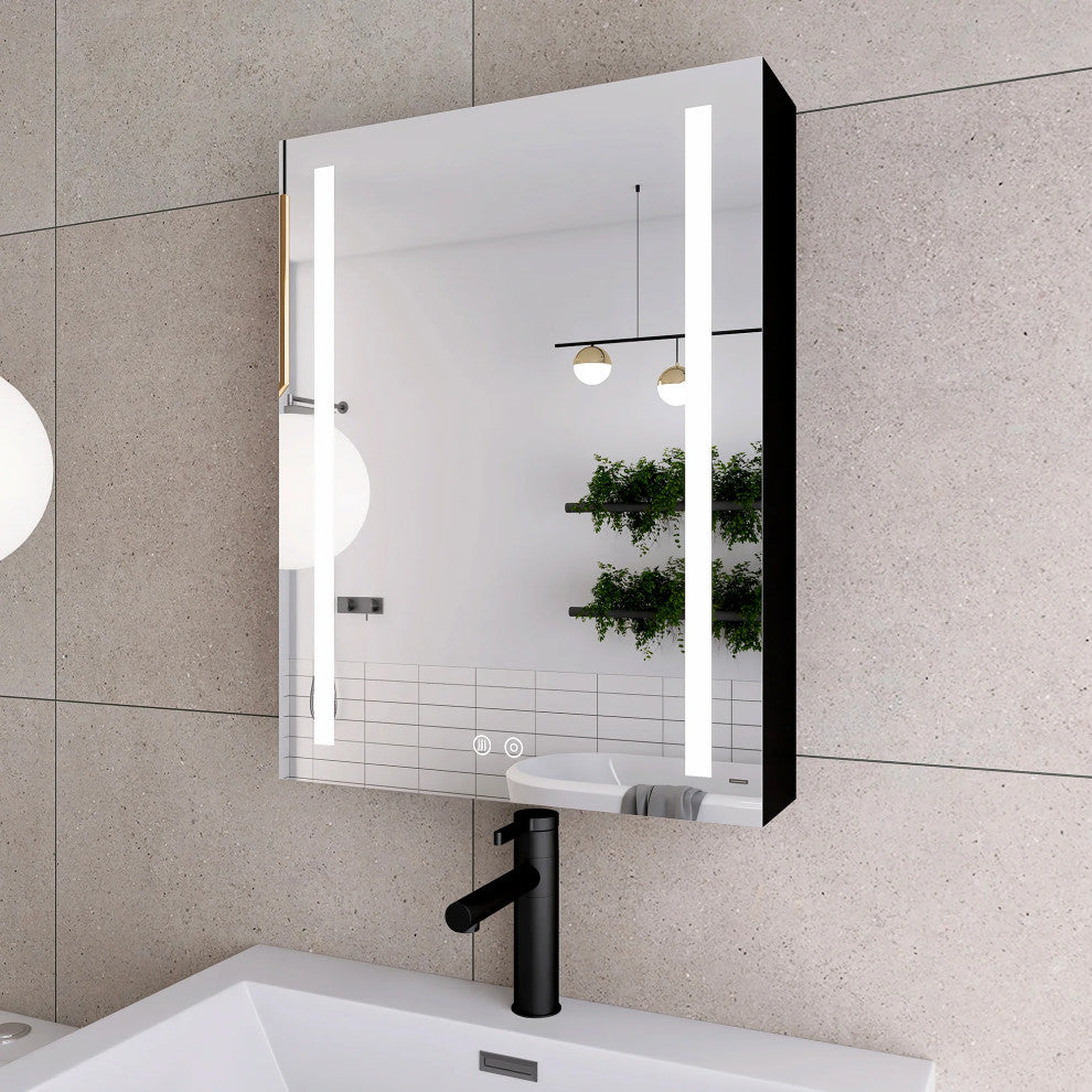 Surface Mount Bath Medicine Cabinet, Mirror and Shelves, 20"