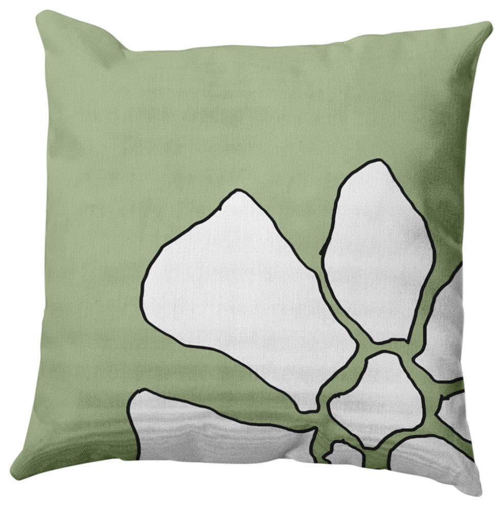 Petal Lines Decorative Throw Pillow, Green, 16x16"