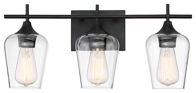 Octave Bathroom Vanity Light, English Bronze, 3-Light