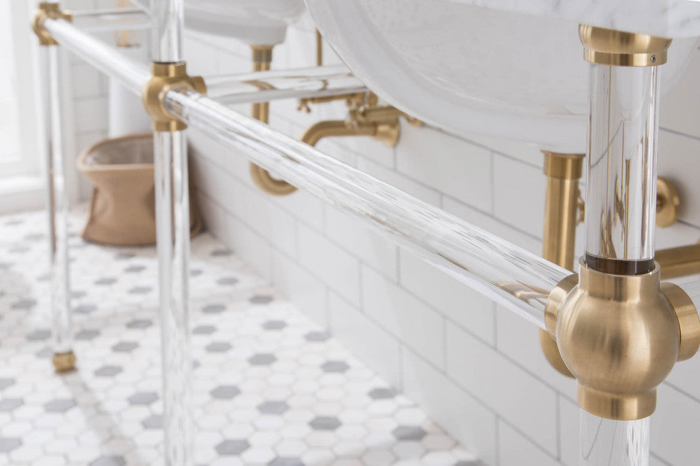 Empire 72" Wide Double Wash Stand Only, Satin Brass
