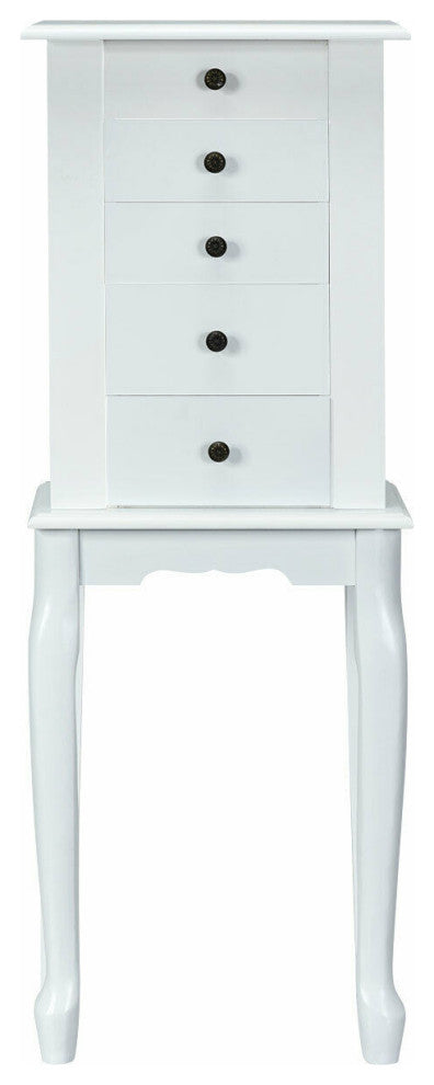 Costway Jewelry Cabinet Armoire Storage Standing Organizer with Mirror White