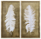 Uttermost White Feathers Gold Shadow Box Set of 2