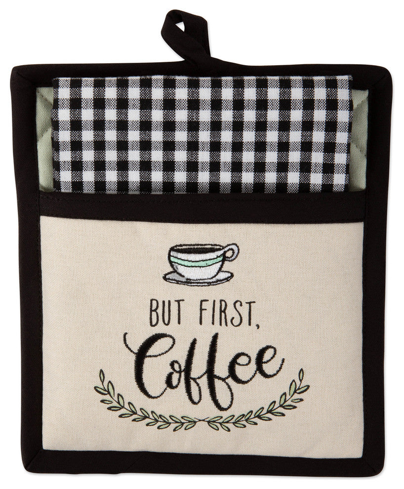 Coffee Time Embroidered Potholder Gift Set