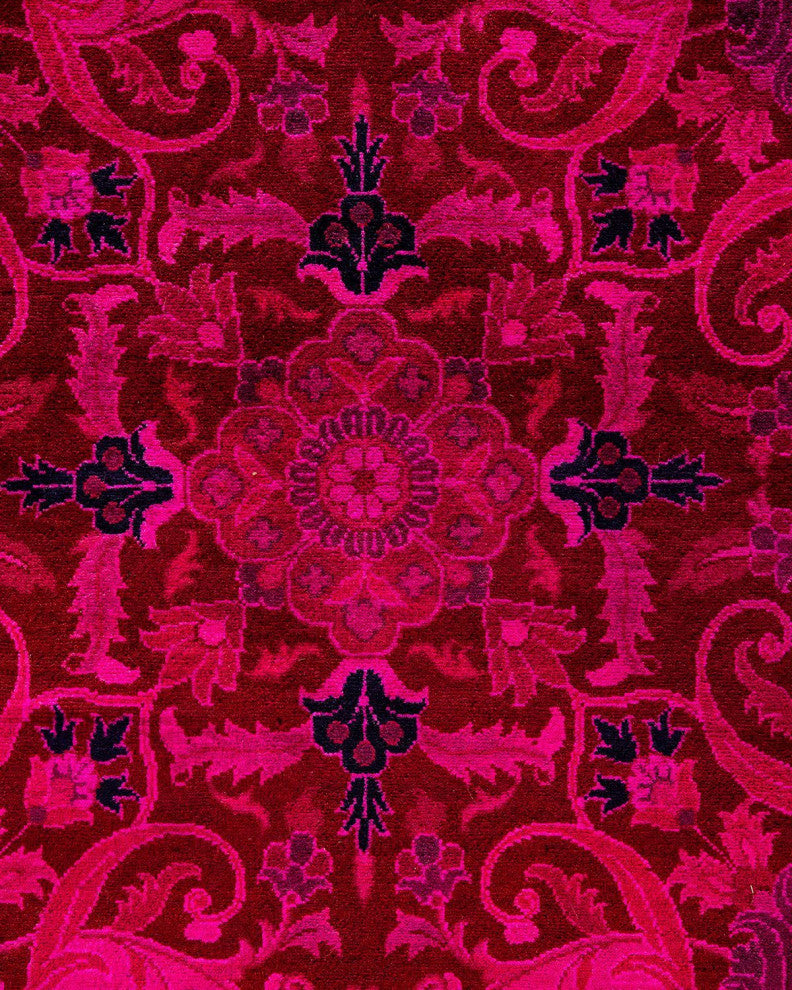 Overdyed, One-of-a-Kind Hand-Knotted Area Rug Pink, 12'1"x18'0"