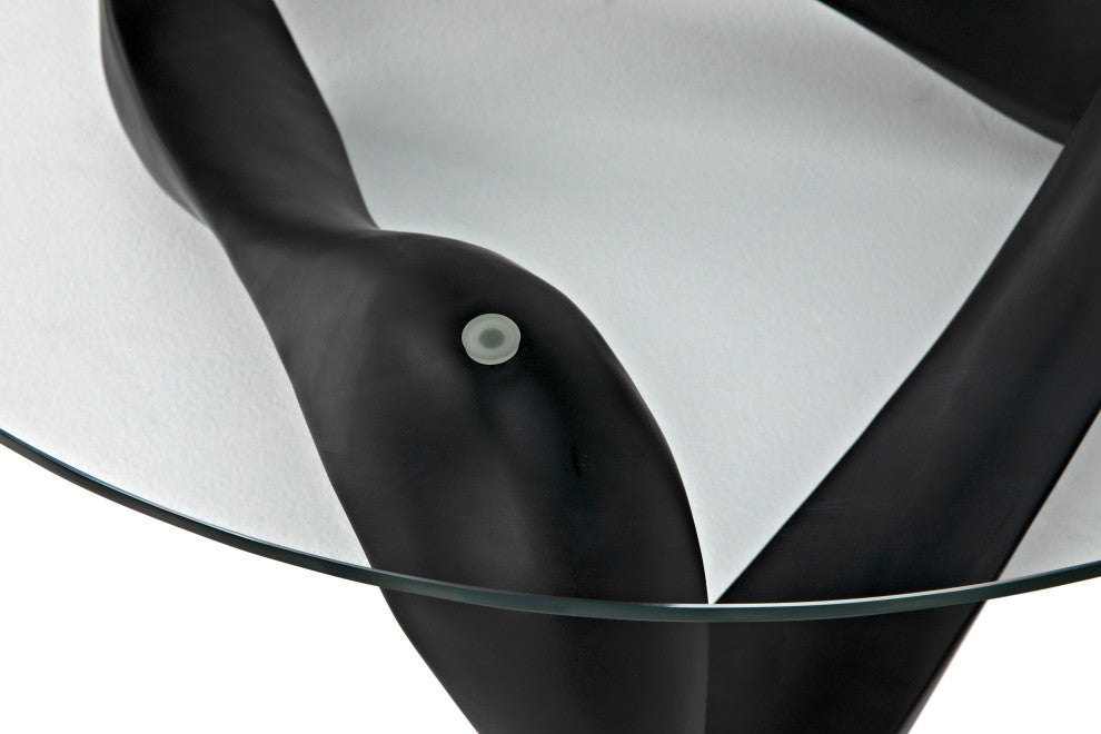 Orion Coffee Table, Black Resin Cement With Glass