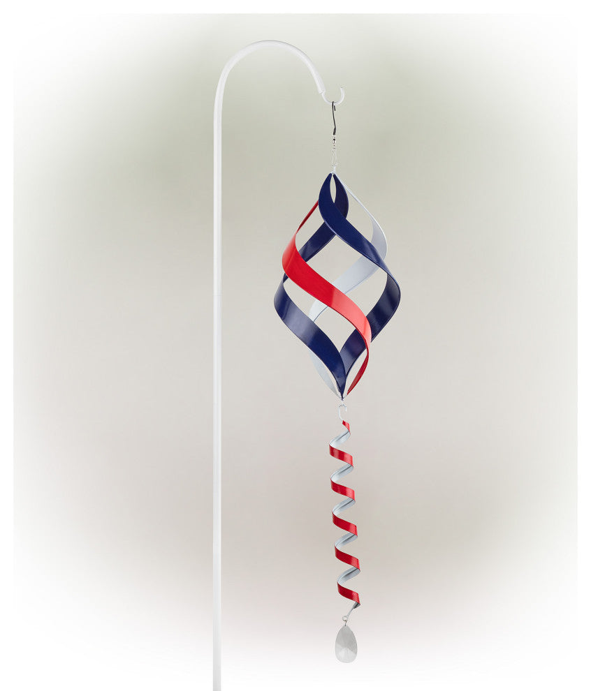 Garden Swirl With Shepherd Hook, Red and Blue, 38"