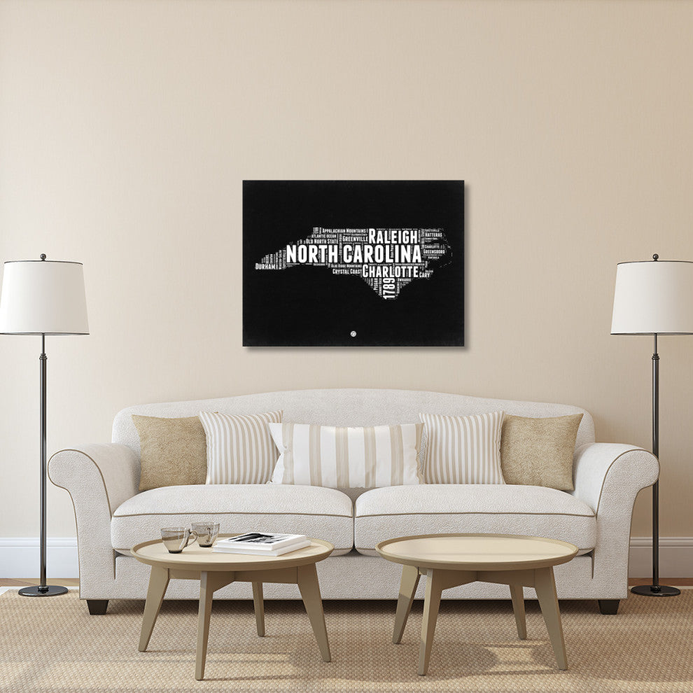 "North Carolina Black and White Map" Fine Art Print