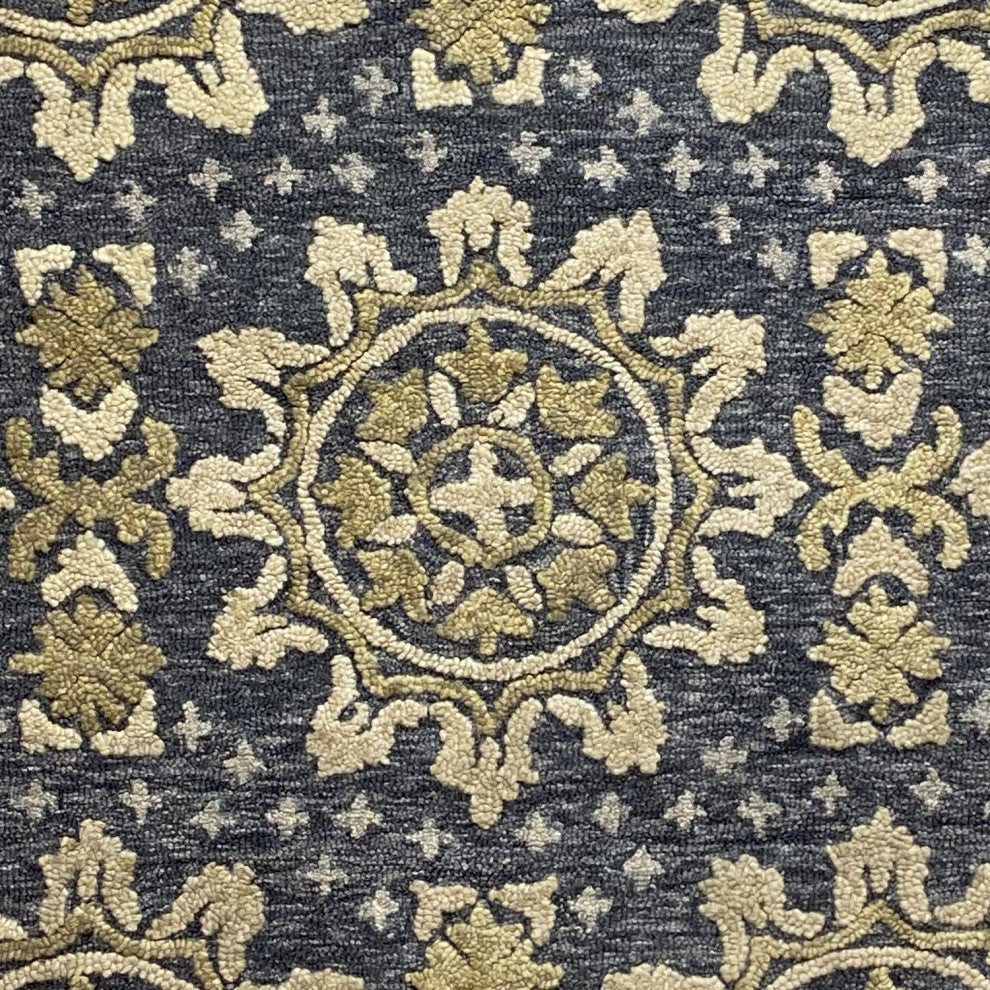 5" Round Gray and Beige Decorative Area Rug