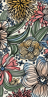 Zentangle Floral Floral Print Bath Towel, Red