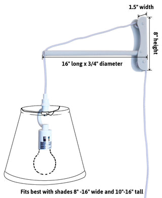 MAST Plug-In Wall Mount Pendant, 1 Light White Cord/Arm, Textured Oatmeal Shade