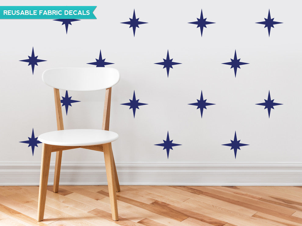 Retro Stars Fabric Wall Decal, Navy