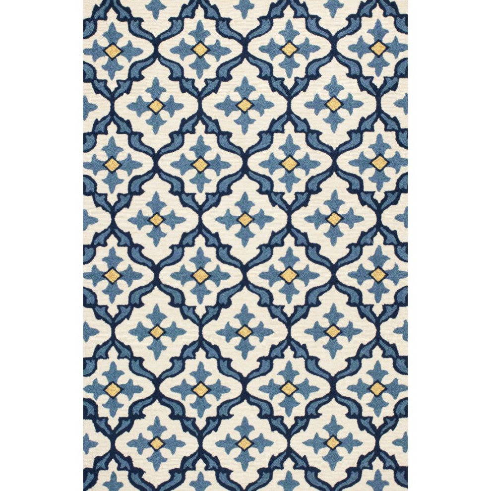 KAS Harbor 4210 Ivory/Blue Mosaic Area Rug, 8'x10'