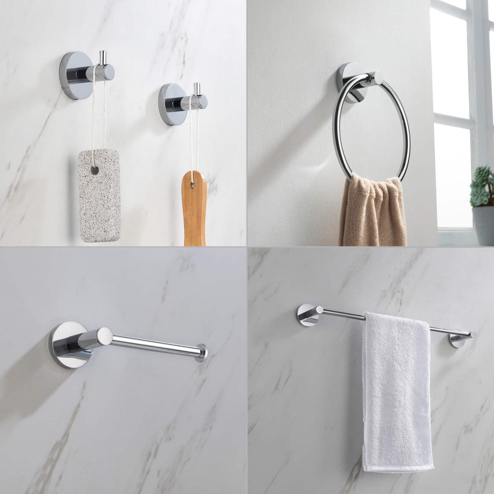 Circular 5-Piece Bathroom Hardware Set, Chrome