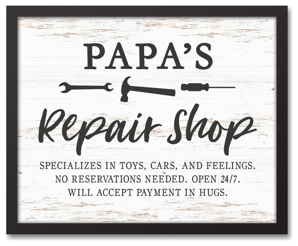 Papa Repair Shop 20x16 Black Framed Canvas