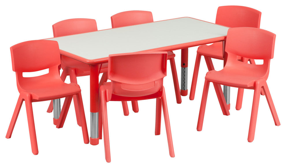 Roseto FFIF38858 Seven Piece Plastic Framed Classroom Set - Red